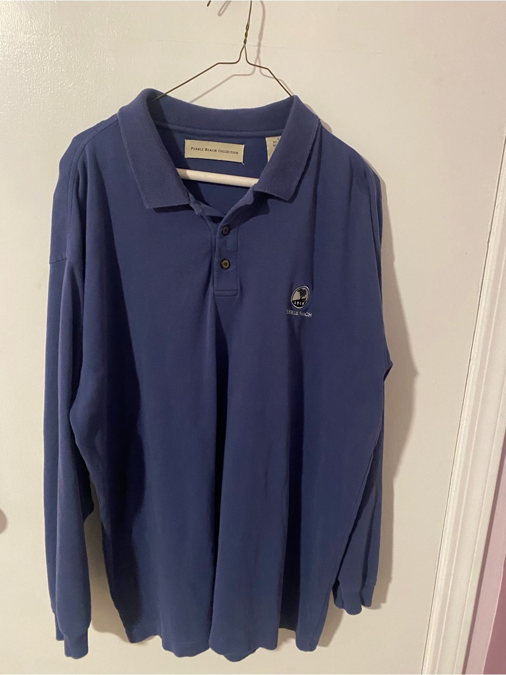 Pebble Beach Long-Sleeve Polo in Navy Blue